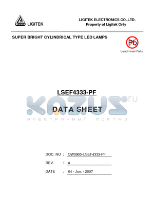 LSEF4333-PF datasheet - SUPER BRIGHT CYLINDRICAL TYPE LED LAMPS