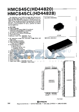 HD44820 datasheet - CMOS 4 BIT SINGLECHIP MICROCOMPUTER