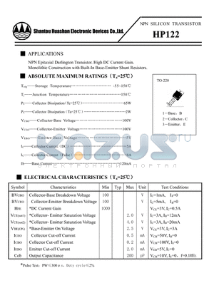 HP122 datasheet - NPN SILICON TRANSISTOR