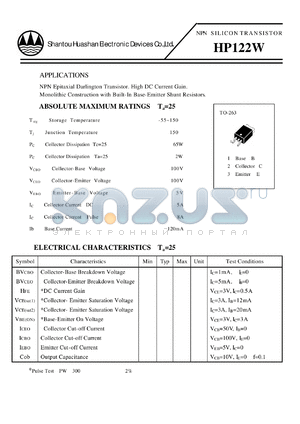 HP122W datasheet - NPN SILICON TRANSISTOR