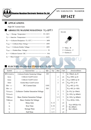 HP142T datasheet - NPN SILICON TRANSISTOR