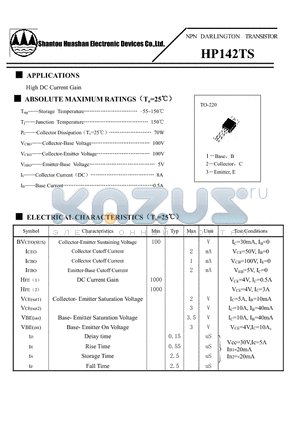 HP142TS datasheet - NPN SILICON TRANSISTOR