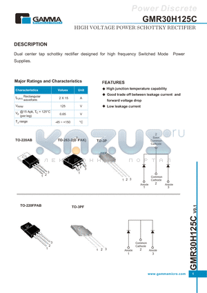 GMR30H125CTBF3T datasheet - HIGH VOLTAGE POWER SCHOTTKY RECTIFIER