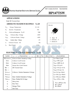 HP147TSW datasheet - PNP SILICON TRANSISTOR