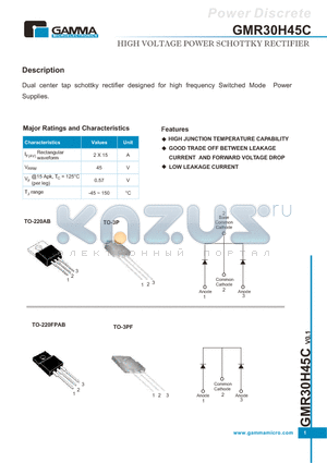 GMR30H45C datasheet - HIGH VOLTAGE POWER SCHOTTKY RECTIFIER