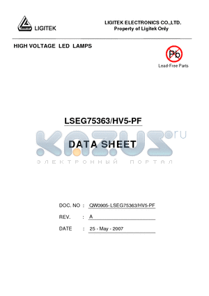 LSEG75363/HV5-PF datasheet - HIGH VOLTAGE LED LAMPS