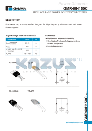 GMR40H150C datasheet - HIGH VOLTAGE POWER SCHOTTKY RECTIFIER