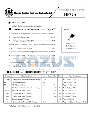 HP32A datasheet - PNP SILICON TRANSISTOR