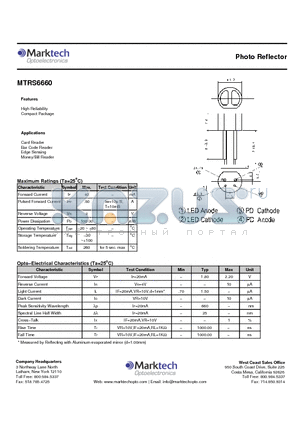 MTRS6660 datasheet - Photo Reflector