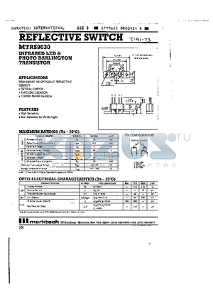 MTRS9030 datasheet - REFLECTIVE SWITCH