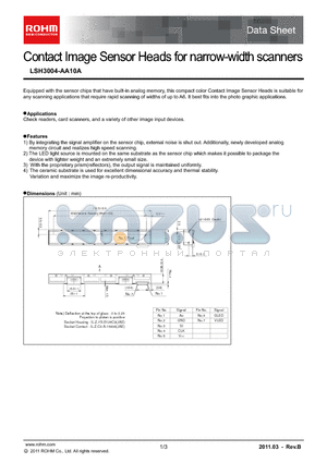 LSH3004-AA10A_11 datasheet - Contact Image Sensor Heads for narrow-width scanners