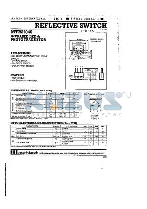 MTRS9040 datasheet - REFLECTIVE SWITCH