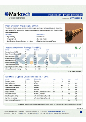 MTRS6660D datasheet - Peak Emission Wavelength: 660nm