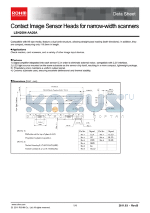 LSH2004-AA20A_11 datasheet - Contact Image Sensor Heads for narrow-width scanners