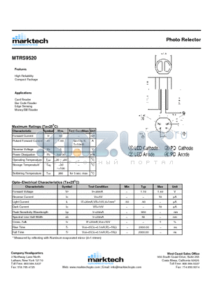 MTRS9520 datasheet - Photo Relector