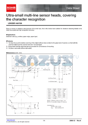 LSH2001-AA10A datasheet - Ultra-small multi-line sensor heads, covering the character recognition