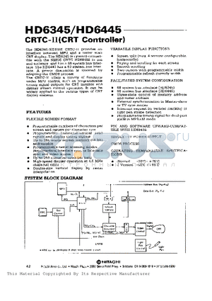 HD6345P datasheet - CRTC -2 CRT CONTROLLER