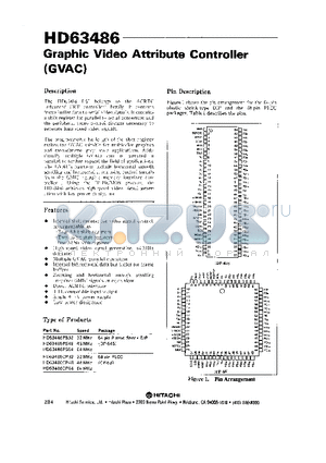 HD63486PS64 datasheet - GRAPHIC VIDEO ATTRIBUTE CONTROLLER (GVAC)