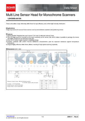 LSH3008-AA10A datasheet - Multi Line Sensor Head for Monochrome Scanners