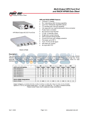 HP6-X8X4D4D-O datasheet - Multi-Output AC-DC Front End