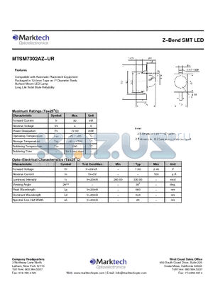 MTSM7302AZ-UR datasheet - Z−Bend SMT LED