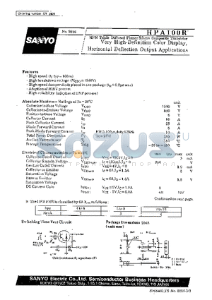 HPA100 datasheet - Very High-Definition Color Display, Horizontal Deflection Output Applications