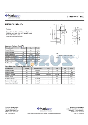 MTSMJ302AZ-UO datasheet - Z−Bend SMT LED