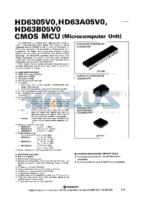 HD6305V0 datasheet - CMOS MCU (MICROCOMPUTER UNIT)