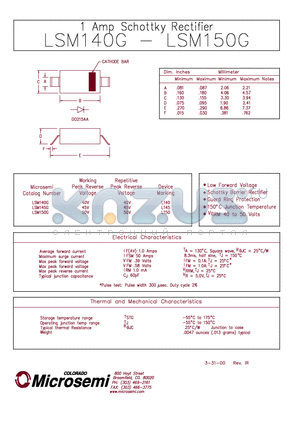 LSM140G datasheet - 1 Amp Schottky Rectifier