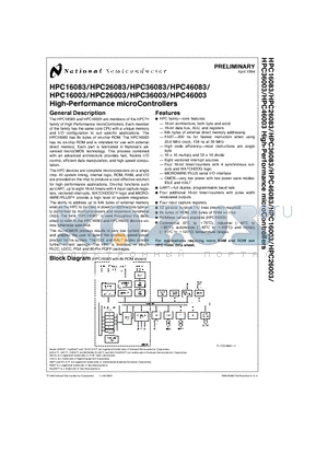 HPC16003 datasheet - High-Performance microControllers