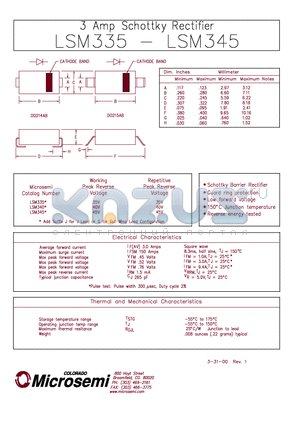 LSM335 datasheet - 3 Amp Schottky Rectifier