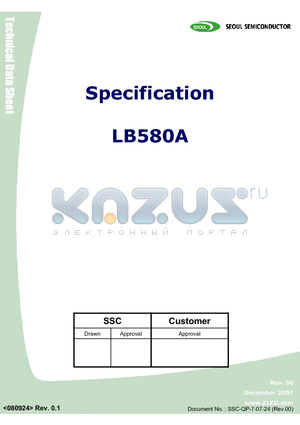 LB580A datasheet - Lamp LEDs