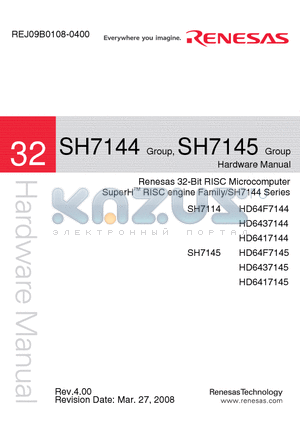 HD6417145 datasheet - 32-Bit RISC Microcomputer SuperHTM RISC engine Family/SH7144 Series