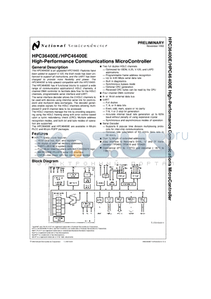 HPC46400EVHG20 datasheet - High-Performance Communications MicroController
