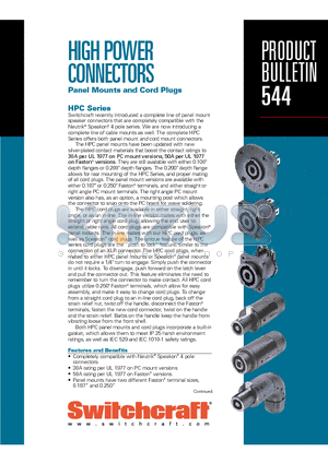 HPCP410RA datasheet - HIGH POWER CONNECTORS , Panel Mounts and Cord Plugs