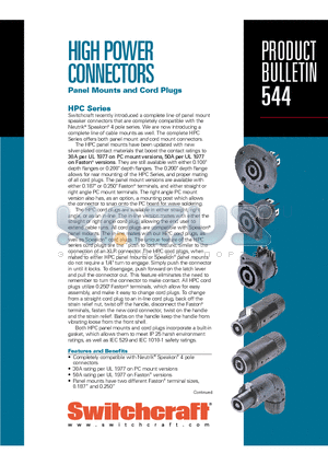 HPCP410F datasheet - HIGH POWER CONNECTORS , Panel Mounts and Cord Plugs