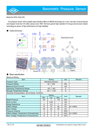 HPD-100A-C05 datasheet - Barometric Pressure Sensor