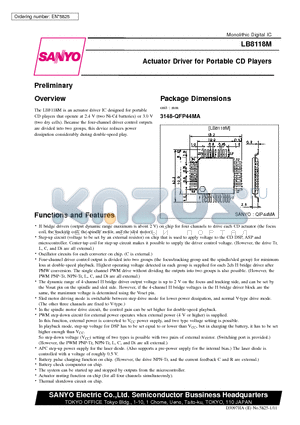 LB8118M datasheet - Actuator Driver for Portable CD Players