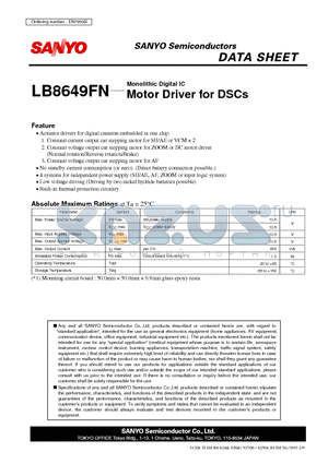 LB8649FN datasheet - Motor Driver for DSCs