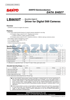 LB8650T datasheet - Driver for Digital Still Cameras