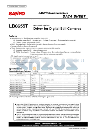 LB8655T datasheet - Monolithic Digital IC Driver for Digital Still Cameras