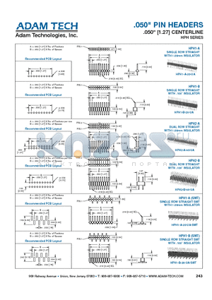 HPH1-A-20-UA datasheet - .050 PIN HEADERS .050 [1.27] CENTERLINE