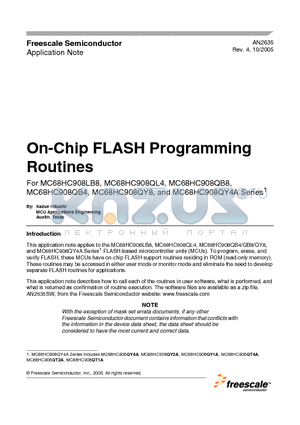 MC68HC908QB4 datasheet - On-Chip FLASH Programming Routines