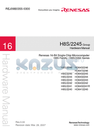 HD6432242 datasheet - Renesas 16-Bit Single-Chip Microcomputer H8S Family / H8S/2200 Series