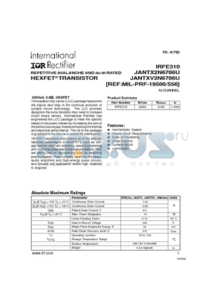 JANTX2N6786U datasheet - HEXFET TRANSISTOR