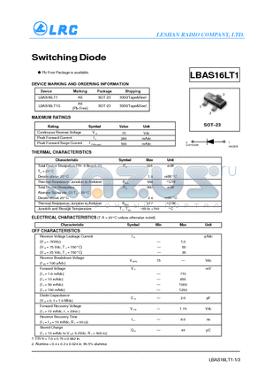 LBAS16LT1 datasheet - Switching Diode
