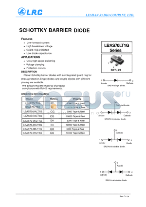 LBAS70-04LT3G datasheet - SCHOTTKY BARRIER DIODE Low forward current