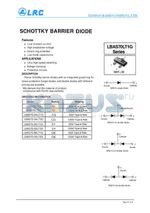 LBAS70-05LT3G datasheet - SCHOTTKY BARRIER DIODE Low forward current