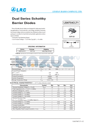 LBAT54C datasheet - Dual Series Schottky Barrier Diodes