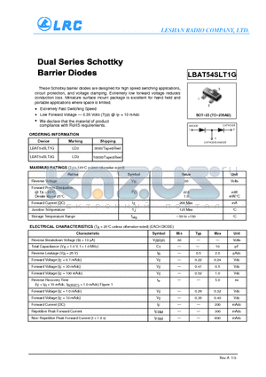 LBAT54SLT1G datasheet - Dual Series Schottky Barrier Diodes Extremely Fast Switching Speed